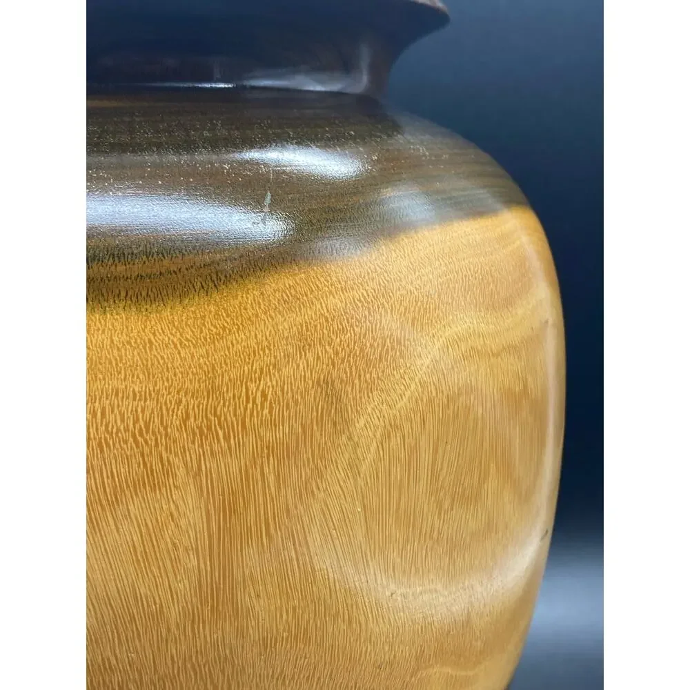 Turned wood Jar Vase Two Toned Handcrafted Wood‎ Accent Vase